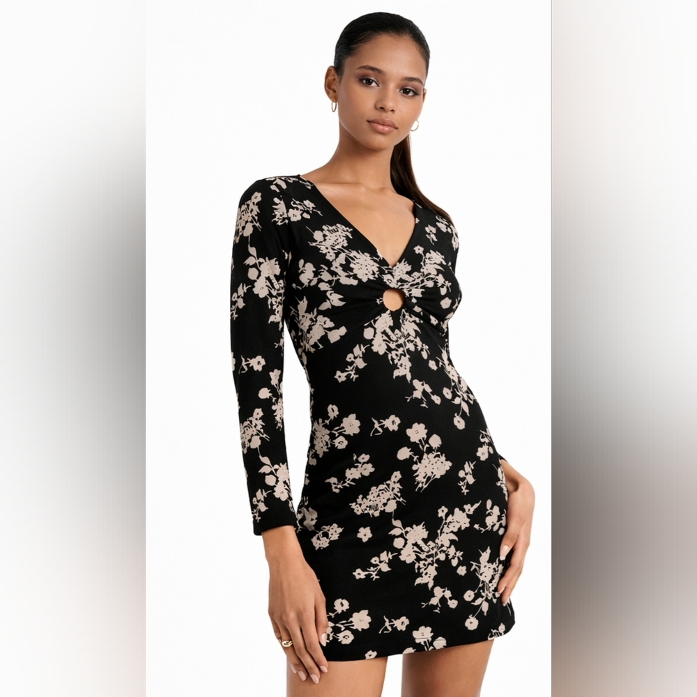 Abercrombie & Fitch Black Floral Cutout Dress – Large